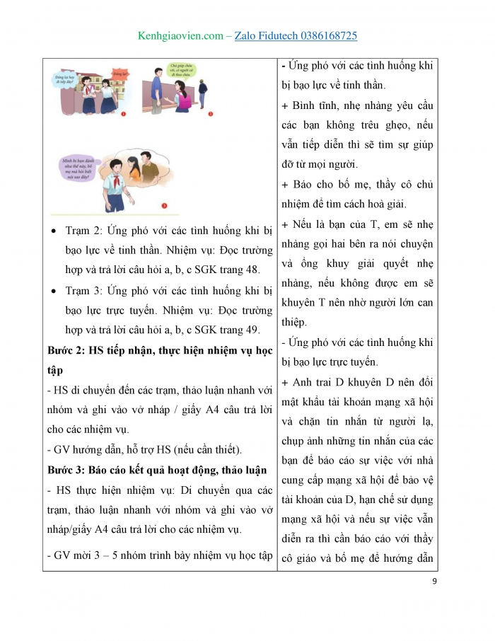 Giáo án và PPT Công dân 7 cánh diều Bài 9: Ứng phó với bạo lực học đường