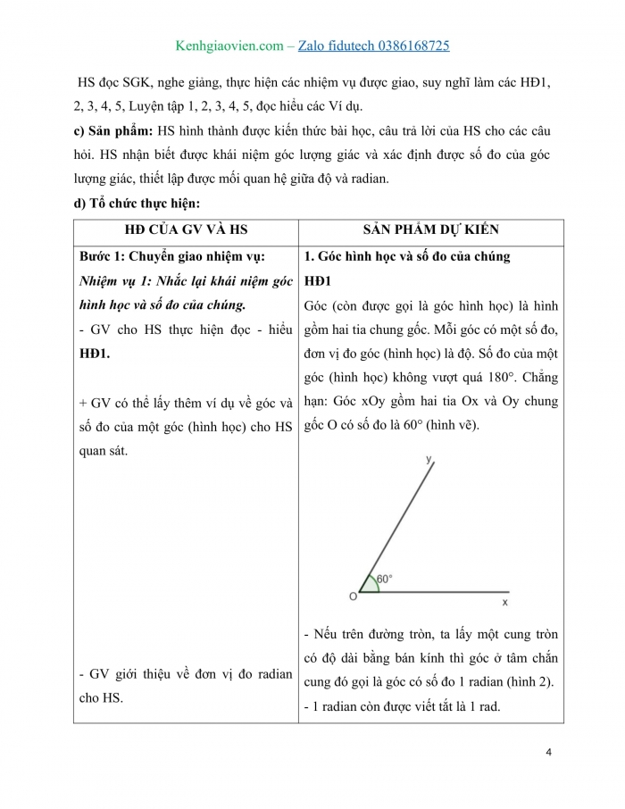 Giáo án và PPT Toán 11 cánh diều Bài 1: Góc lượng giác. Giá trị lượng giác của góc lượng giác