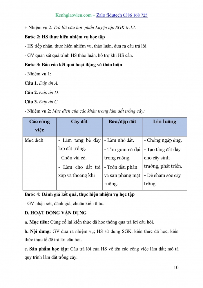 Giáo án và PPT Công nghệ 7 kết nối Bài 2: Làm đất trồng cây