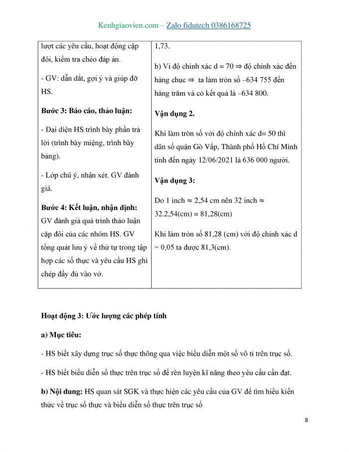 Giáo án và PPT Toán 7 chân trời Bài 3: Làm tròn số và ước lượng kết quả