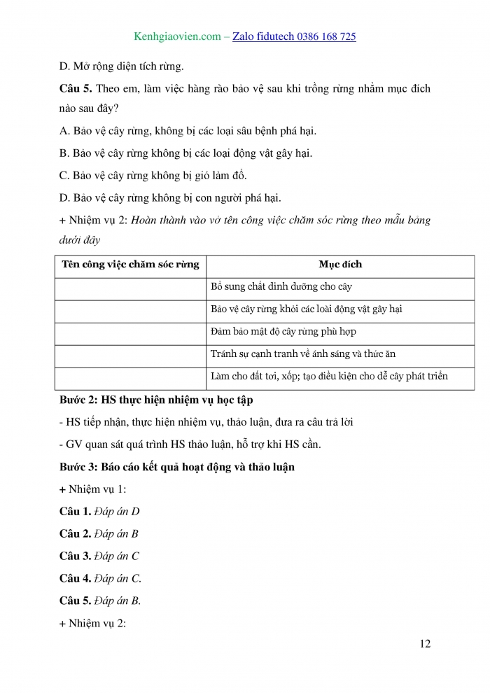 Giáo án và PPT Công nghệ 7 kết nối Bài 8: Trồng, chăm sóc và bảo vệ rừng