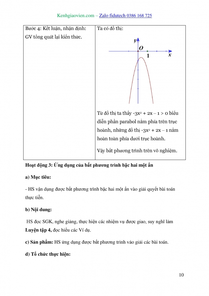 Giáo án và PPT Toán 10 cánh diều Bài 4: Bất phương trình bậc hai một ẩn