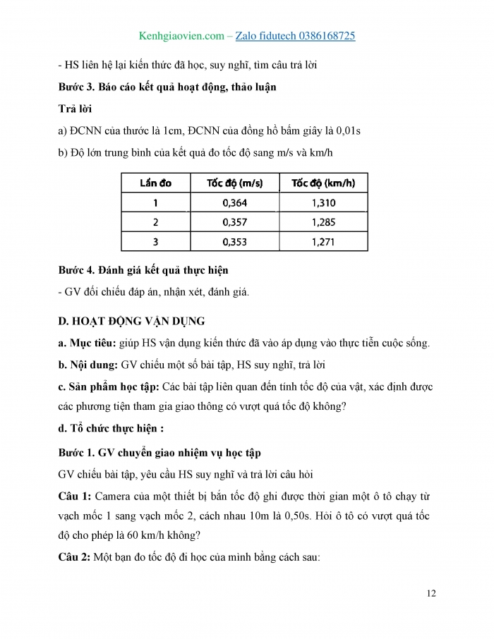 Giáo án và PPT KHTN 7 kết nối Bài 9: Đo tốc độ