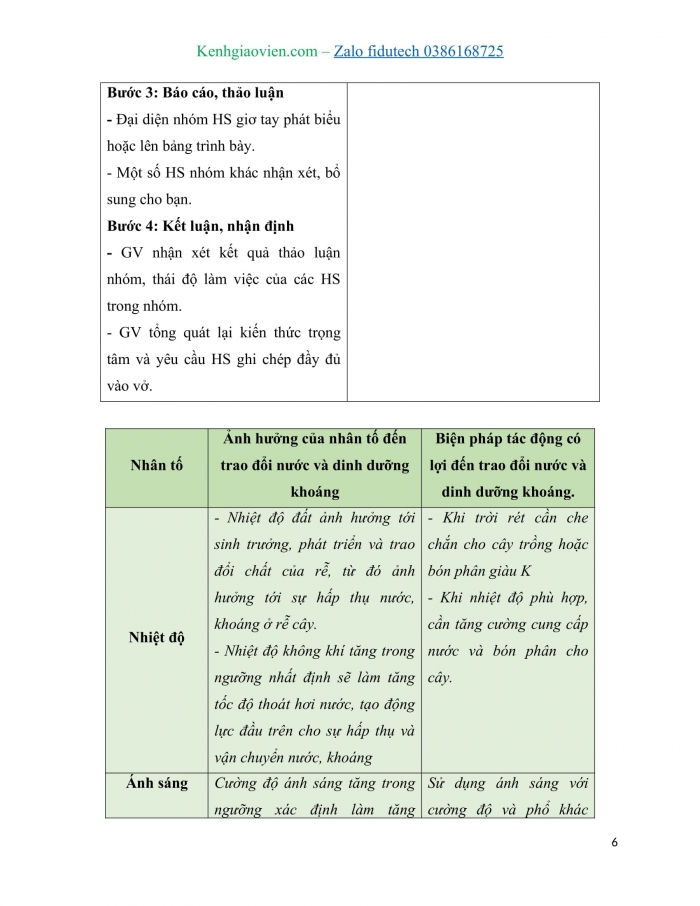 Giáo án và PPT Sinh học 11 cánh diều Bài 3: Các nhân tố ảnh hưởng đến trao đổi nước và khoáng ở thực vật