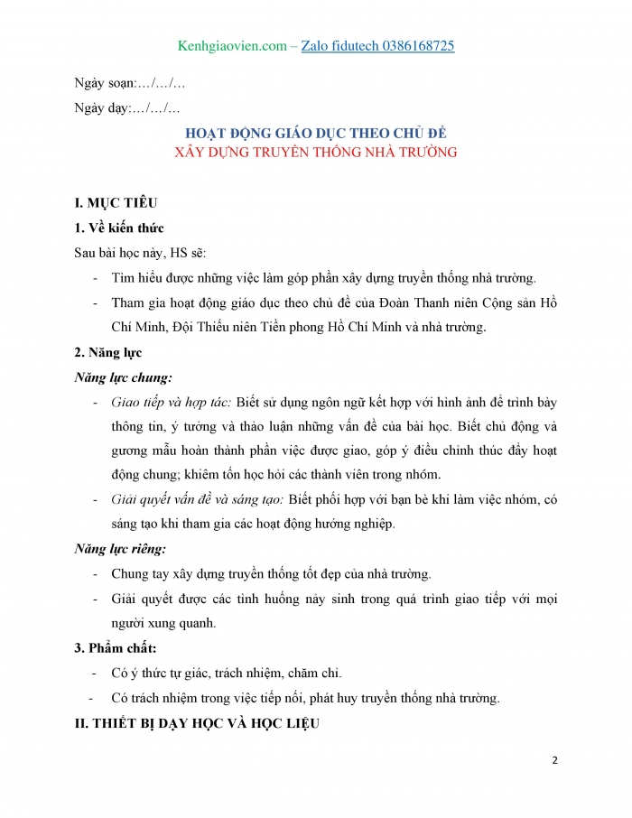 Giáo án và PPT Hoạt động trải nghiệm 8 cánh diều Chủ đề 1 Môi trường học đường - Xây dựng truyền thống nhà trường