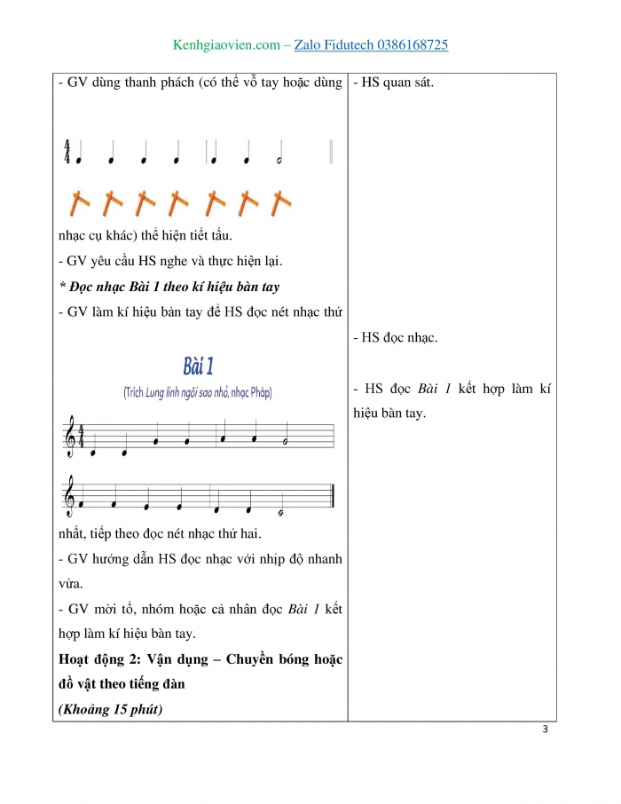 Giáo án và PPT Âm nhạc 3 cánh diều Tiết 3: Đọc nhạc Bài 1, Vận dụng Chuyền bóng hoặc đồ vật theo tiếng đàn