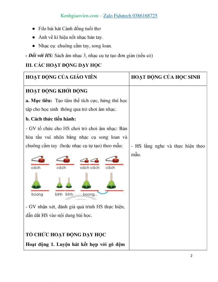 Giáo án và PPT Âm nhạc 3 chân trời Tiết 4: Luyện hát kết hợp với gõ đệm song loan và vận động cơ thể, Nhà ga âm nhạc, Củng cố