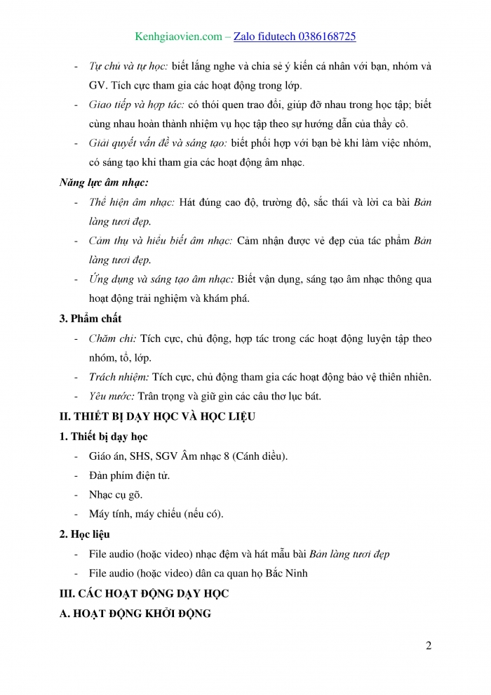 Giáo án và PPT Âm nhạc 8 cánh diều Bài 3: Bài hát Bản làng tươi đẹp, Bài dân ca Cây trúc xinh, Dân ca quan họ Bắc Ninh