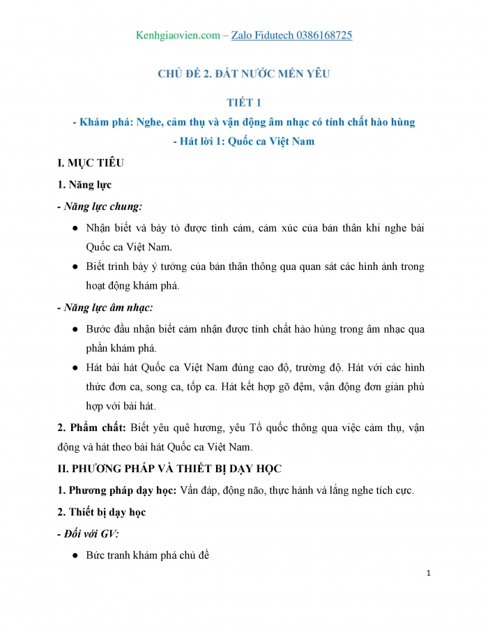 Giáo án và PPT Âm nhạc 3 chân trời Tiết 1: Khám phá Nghe, cảm thụ và vận động âm nhạc có tính chất hào hùng, Hát lời 1 Quốc ca Việt Nam