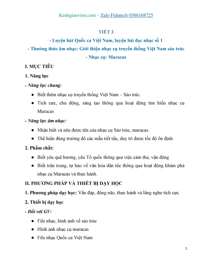 Giáo án và PPT Âm nhạc 3 chân trời Tiết 3: Luyện hát Quốc ca Việt Nam, luyện bài đọc nhạc số 1, Thường thức âm nhạc Giới thiệu nhạc cụ truyền thống Việt Nam sáo trúc, Nhạc cụ Maracas