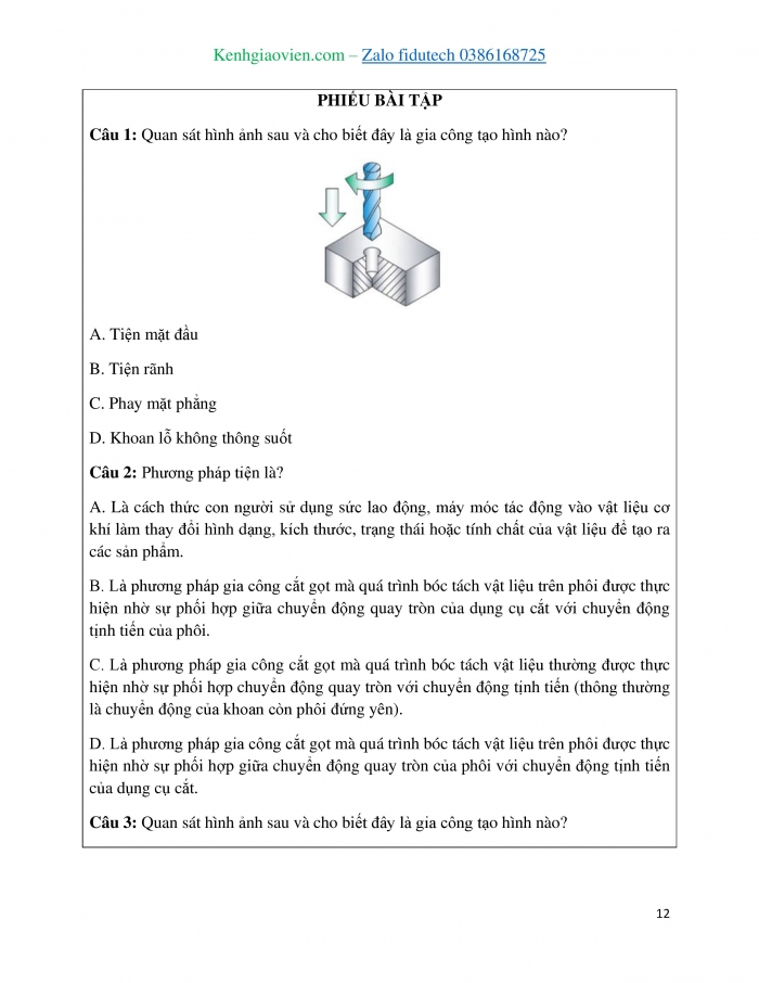 Giáo án và PPT Công nghệ cơ khí 11 cánh diều Bài 8: Phương pháp gia công cắt gọt