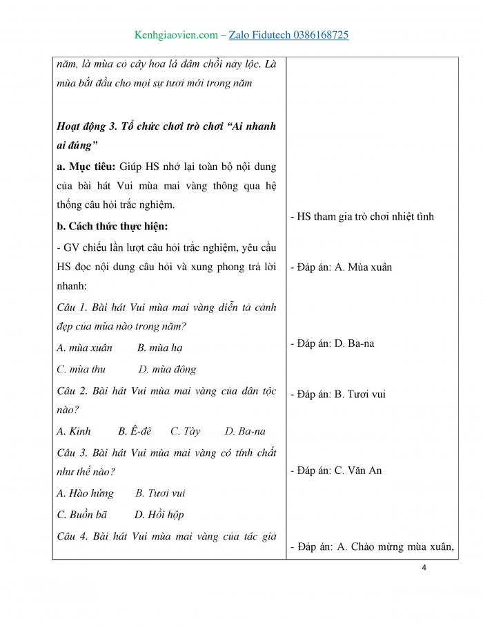 Giáo án và PPT Âm nhạc 3 chân trời Tiết 2: Ôn tập lời 1 bài hát Vui mùa mai vàng, Học lời 2 Vui mùa mai vàng và hát theo hình thức đối đáp