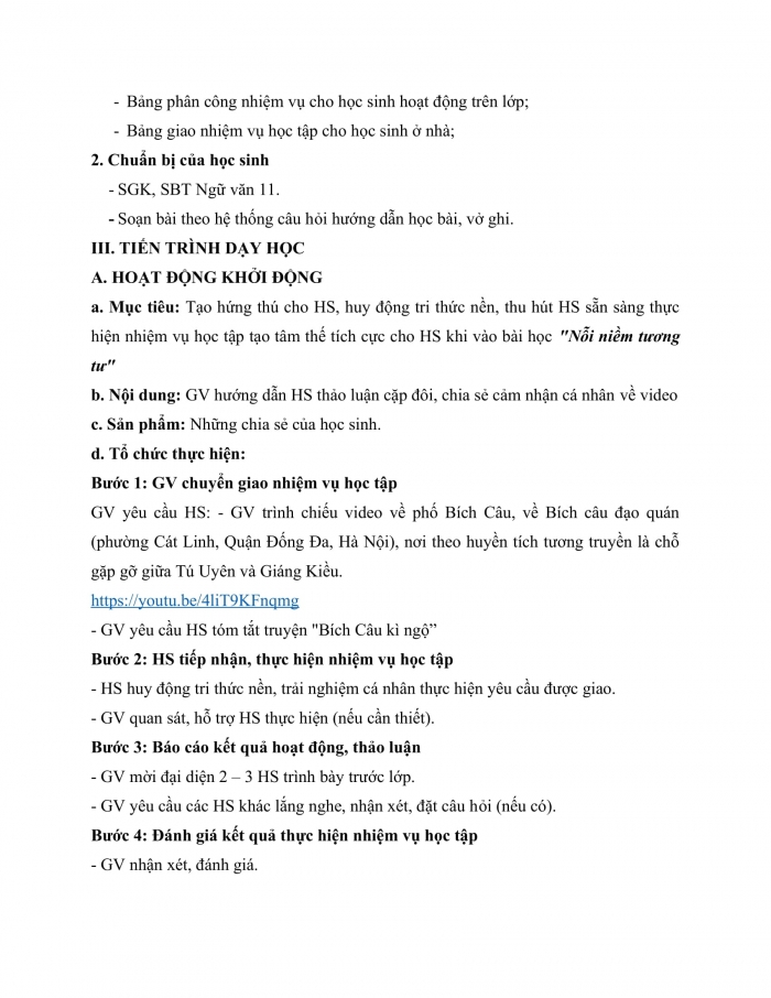 Giáo án và PPT Ngữ văn 11 cánh diều Bài 1: Nỗi niềm tương tư (Trích Bích Câu kì ngộ – Vũ Quốc Trân)