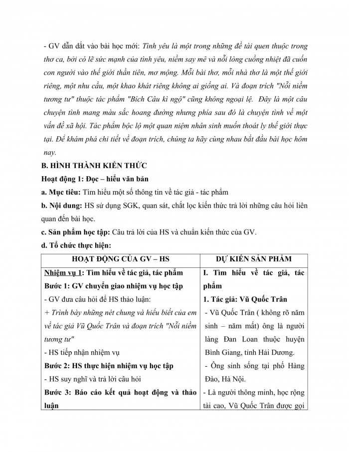 Giáo án và PPT Ngữ văn 11 cánh diều Bài 1: Nỗi niềm tương tư (Trích Bích Câu kì ngộ – Vũ Quốc Trân)