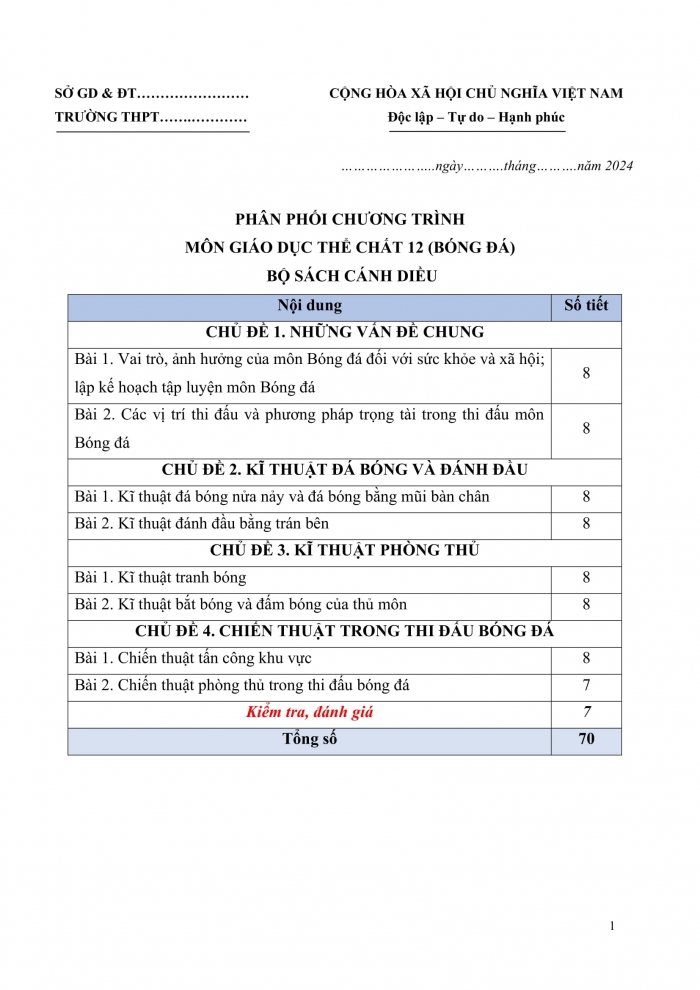 PPCT Thể dục 12 bóng đá cánh diều