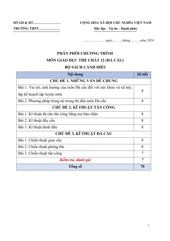 PPCT Thể dục 12 đá cầu cánh diều