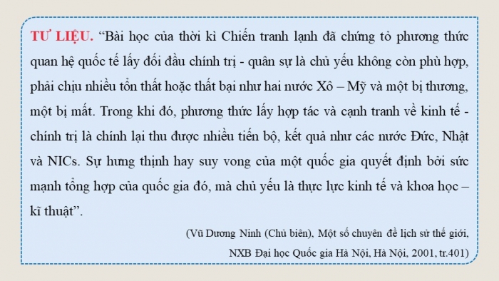 Giáo án điện tử Lịch sử 12 cánh diều Bài 3: Trật tự thế giới sau Chiến tranh lạnh