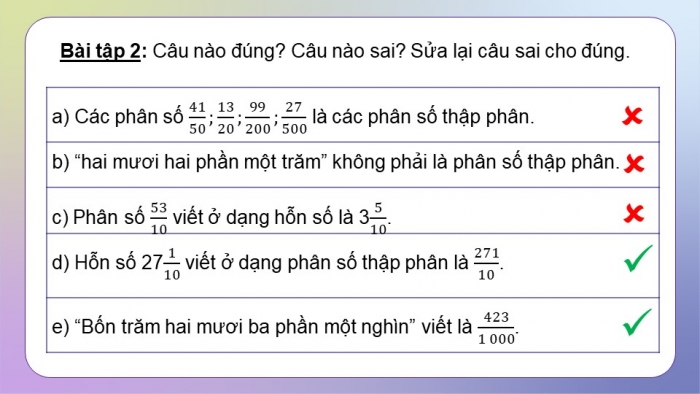 Giáo án PPT dạy thêm Toán 5 Chân trời bài 4: Phân số thập phân