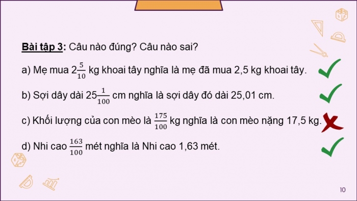 Giáo án PPT dạy thêm Toán 5 Chân trời bài 18: Số thập phân