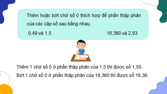 Giáo án PPT dạy thêm Toán 5 Chân trời bài 20: Số thập phân bằng nhau