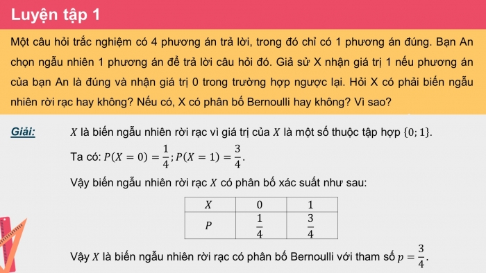 Giáo án điện tử chuyên đề Toán 12 cánh diều Bài 2: Phân bố Bernoulli. Phân bố nhị thức