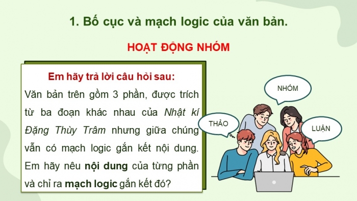 Giáo án điện tử Ngữ văn 12 cánh diều Bài 3: Nhật kí Đặng Thùy Trâm (Đặng Thùy Trâm)