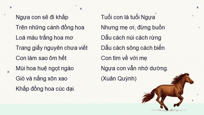 Giáo án điện tử Tiếng Việt 5 kết nối Bài 3: Tuổi Ngựa