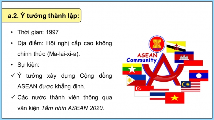 Giáo án điện tử Lịch sử 12 cánh diều Bài 5: Cộng đồng ASEAN Từ ý tưởng đến hiện thực