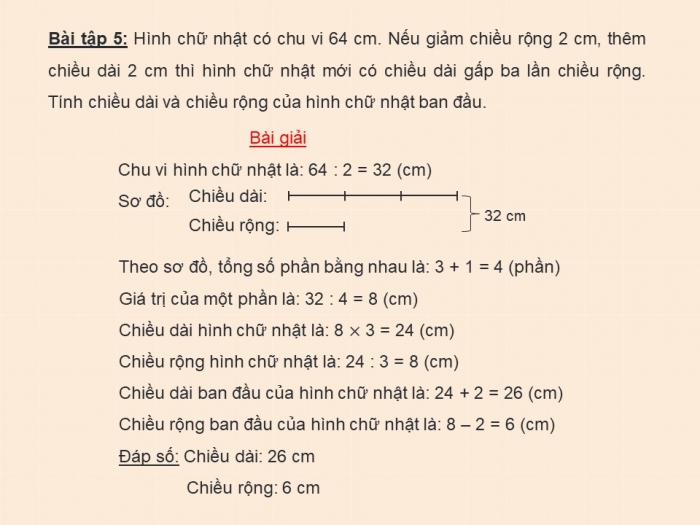 Giáo án PPT dạy thêm Toán 5 Chân trời bài 10: Tìm hai số khi biết tổng và tỉ số của hai số đó