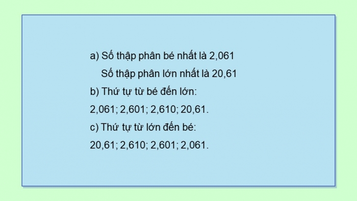 Giáo án PPT dạy thêm Toán 5 Chân trời bài 21: So sánh hai số thập phân