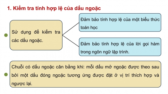 Giáo án điện tử chuyên đề Khoa học máy tính 12 chân trời Bài 1.4: Ứng dụng của ngăn xếp