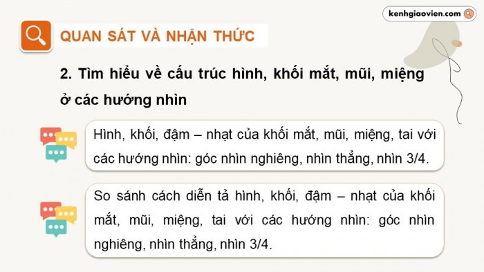 Giáo án điện tử chuyên đề Mĩ thuật 12 kết nối Bài 1: Vẽ khối mắt, mũi, miệng, tai