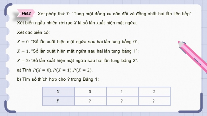 Giáo án điện tử chuyên đề Toán 12 cánh diều Bài 1: Biến ngẫu nhiên rời rạc. Các số đặc trưng của biến ngẫu nhiên rời rạc