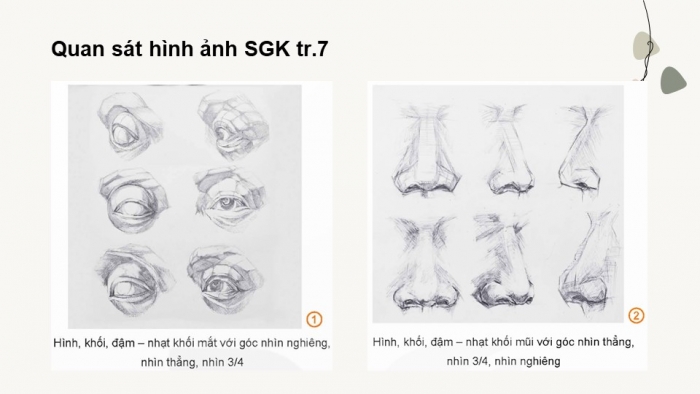 Giáo án điện tử chuyên đề Mĩ thuật 12 kết nối Bài 1: Vẽ khối mắt, mũi, miệng, tai