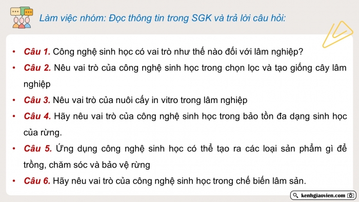 Giáo án điện tử chuyên đề Công nghệ 12 Lâm nghiệp Thuỷ sản Cánh diều Bài 1: Vai trò của công nghệ sinh học trong lâm nghiệp