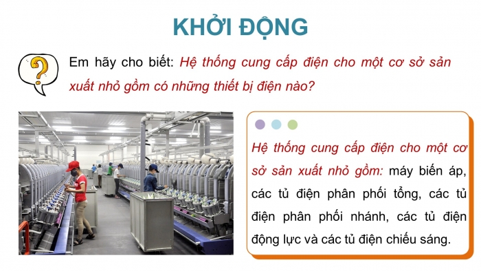 Giáo án điện tử Công nghệ 12 Điện - Điện tử Cánh diều Bài 6: Mạng điện sản xuất quy mô nhỏ