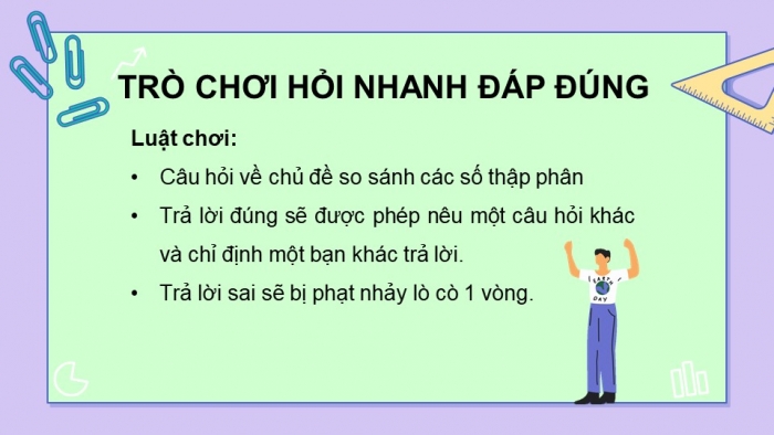 Giáo án PPT dạy thêm Toán 5 Chân trời bài 21: So sánh hai số thập phân