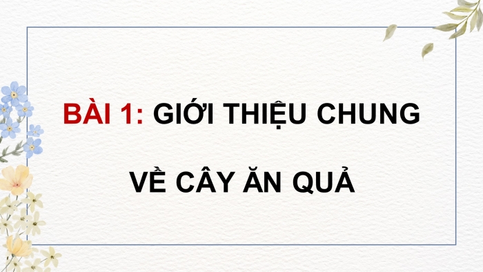 Giáo án điện tử Công nghệ 9 Trồng cây ăn quả Kết nối Bài 1: Giới thiệu chung về cây ăn quả (P2)