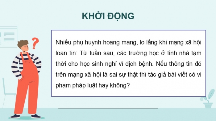 Giáo án điện tử Tin học 9 cánh diều Chủ đề D Bài 2: Khía cạnh pháp lí, đạo đức, văn hóa của việc trao đổi thông tin qua mạng