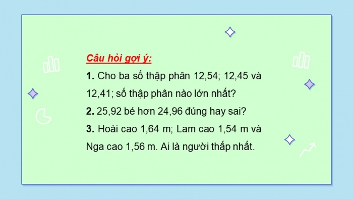 Giáo án PPT dạy thêm Toán 5 Chân trời bài 21: So sánh hai số thập phân