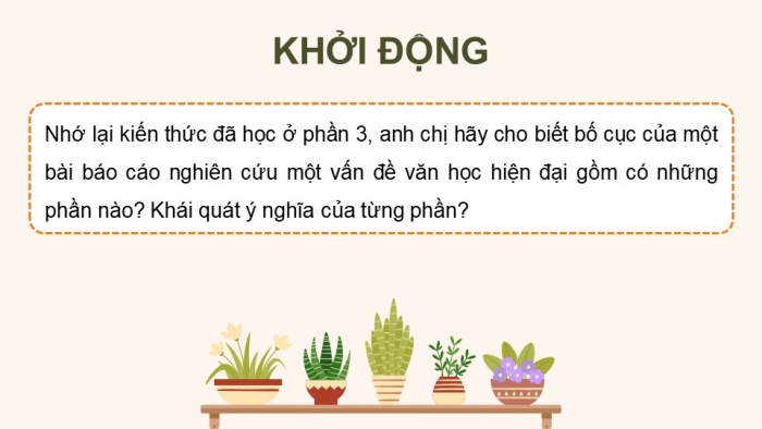 Giáo án điện tử chuyên đề Ngữ văn 12 cánh diều CĐ 1 Phần IV: Thuyết trình về một vấn đề văn học hiện đại và hậu hiện đại