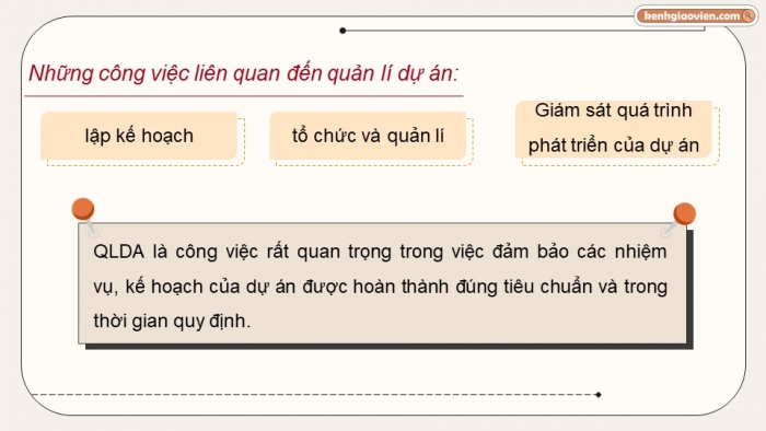 Giáo án điện tử chuyên đề tin học ứng dụng 12 kết nối bài 1: Quản lý dự án và phần mềm quản lí dự án