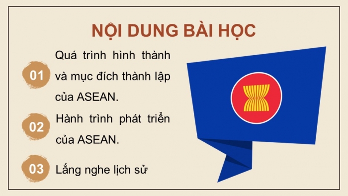 Giáo án điện tử Lịch sử 12 chân trời Bài 4: Sự ra đời và phát triển của Hiệp hội các quốc gia Đông Nam Á (ASEAN) (P2)