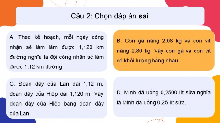 Giáo án PPT dạy thêm Toán 5 Chân trời bài 20: Số thập phân bằng nhau