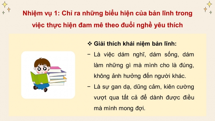 Giáo án điện tử Hoạt động trải nghiệm 12 chân trời bản 2 Chủ đề 2: Thể hiện bản lĩnh và đam mê (P2)