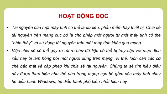 Giáo án điện tử Tin học ứng dụng 12 kết nối Bài 5: Thực hành chia sẻ tài nguyên trên mạng