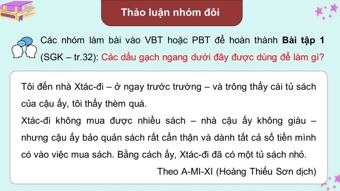 Giáo án điện tử Tiếng Việt 5 cánh diều Bài 2: Luyện tập về dấu gạch ngang