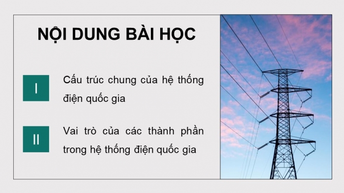 Giáo án điện tử Công nghệ 12 Điện - Điện tử Kết nối Bài 4: Hệ thống điện quốc gia