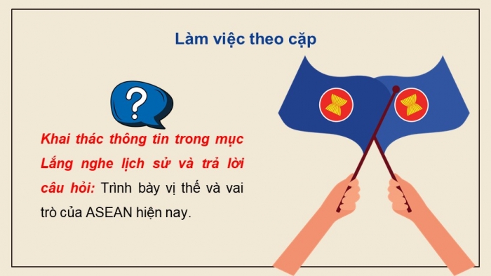 Giáo án điện tử Lịch sử 12 chân trời Bài 4: Sự ra đời và phát triển của Hiệp hội các quốc gia Đông Nam Á (ASEAN) (P2)