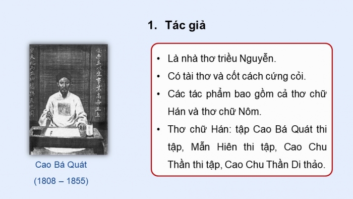 Giáo án điện tử Ngữ văn 12 chân trời Bài 3: Vịnh Tản Viên sơn (Cao Bá Quát)